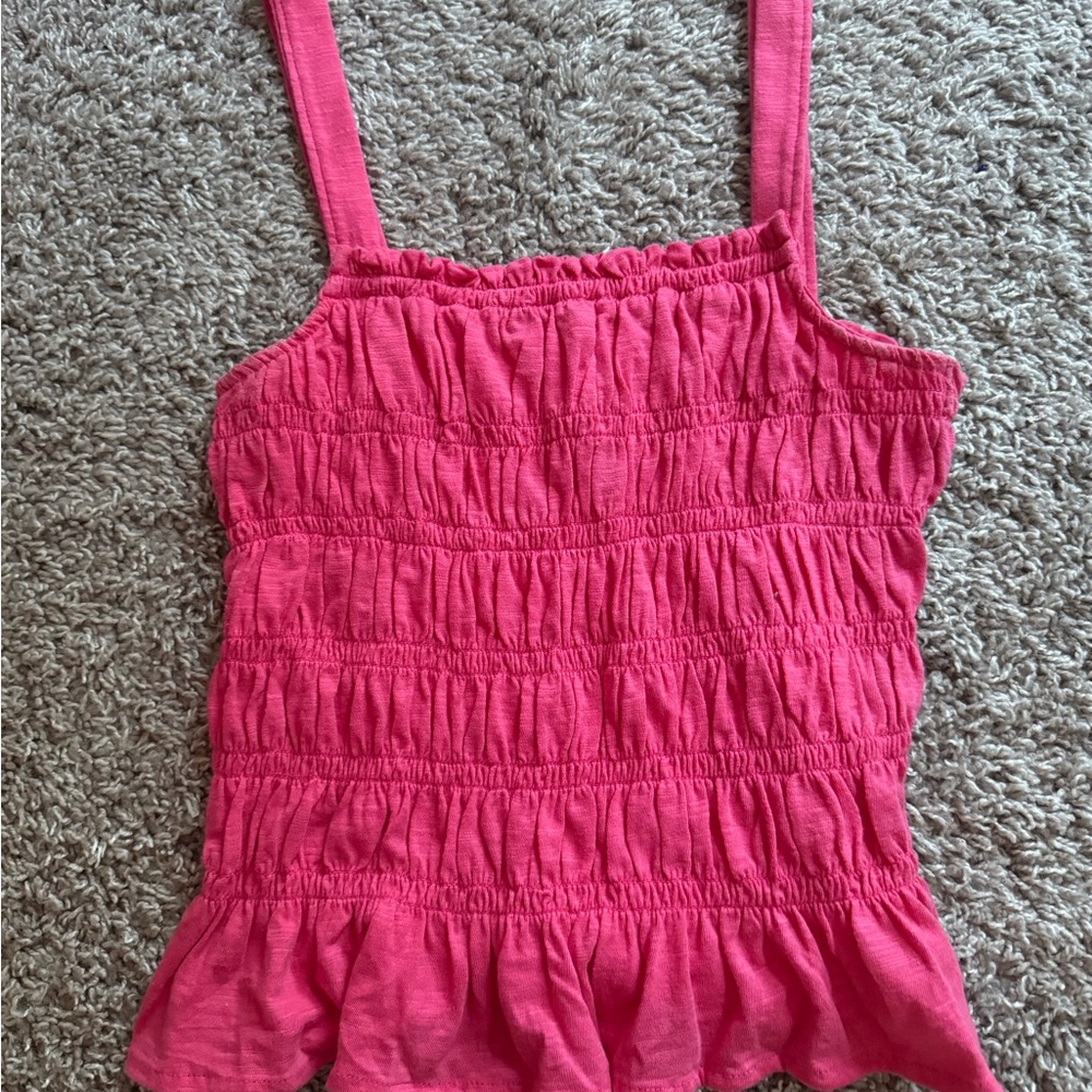 Super cute watermelon color pink ruffled croped tank top